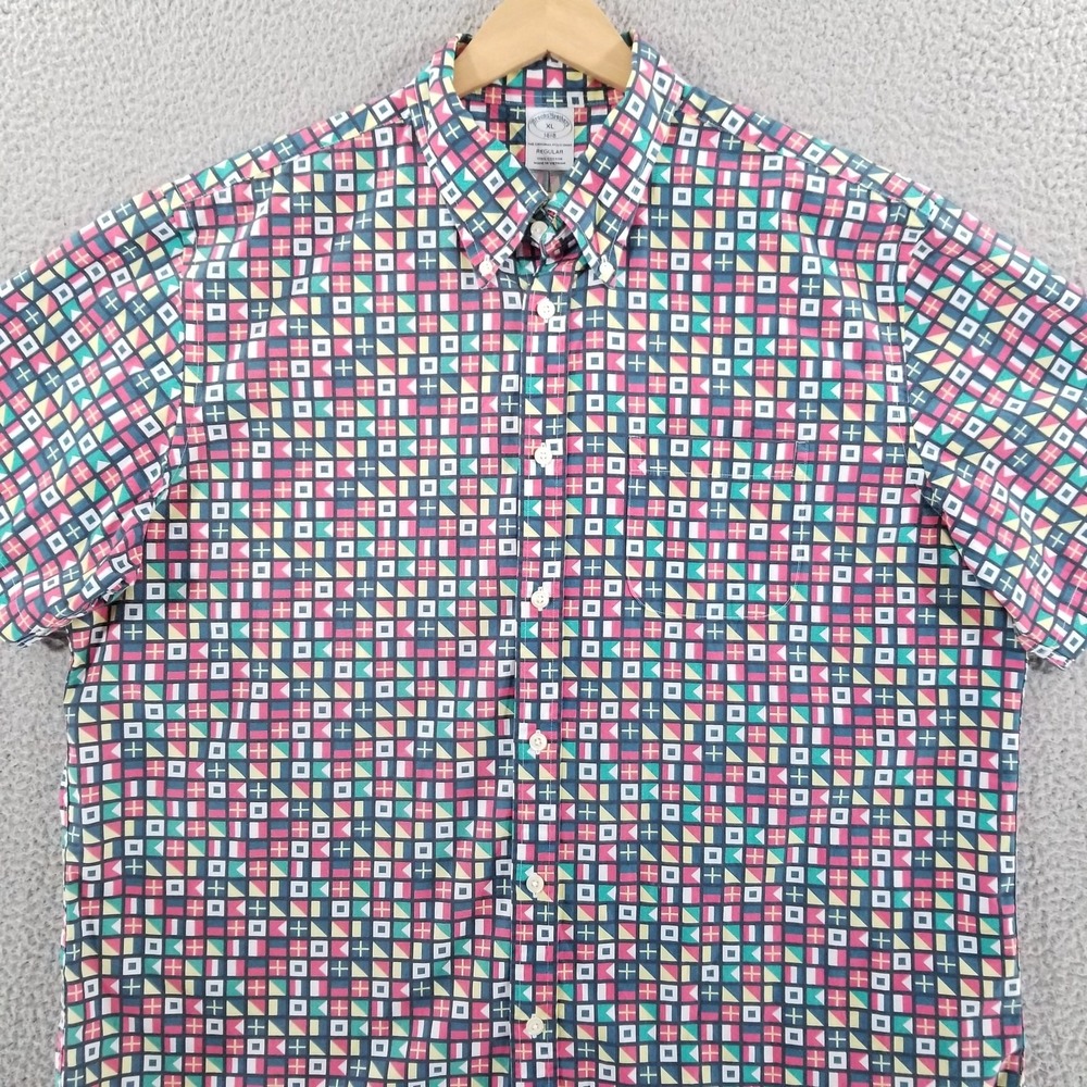 Brooks Brothers Shirt Men XL Nautical Flags Marine 1818 Coastal Sailing Yachting